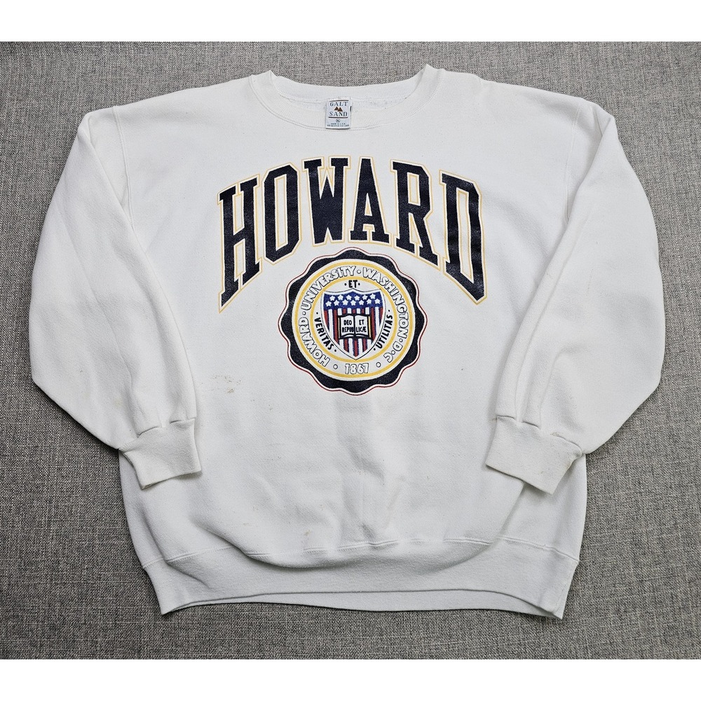 Vintage Howard University Sweatshirt Mens XL White Galt Sand Crewneck USA 90s